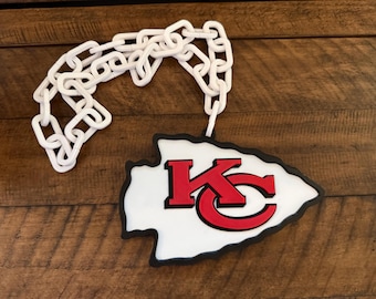Kansas City Chiefs Football Necklace – Flava Flav Style Fan Chain, KC Game Day Accessory