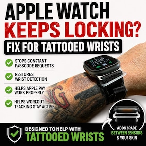 Apple Watch Tattoo Fix Spacer | Voorkomt problemen met polsdetectie, toegangscode