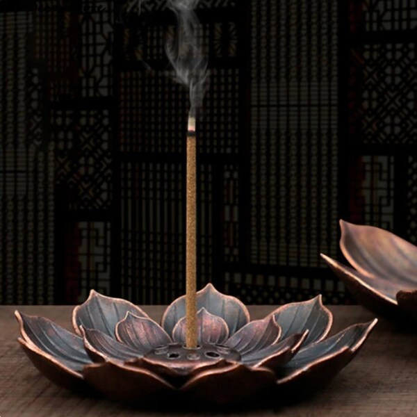 Alloy Incense Burner Stick Holder Plate Buddhism Lotus Censer Bronze Nasturtium Incense Burner
