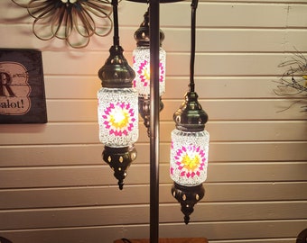 Turkish-style 3-light cylinder table lamp