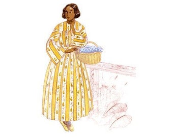 1850s Pioneer Dress Sewing Pattern: Round Dress Design (Bust 33-40 1/2) | Past Patterns 0803