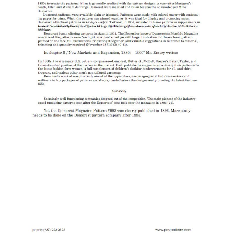 Past Patterns 0993 - Mid 1890s Dorcas Apron Sewing Pattern Medium Size ...