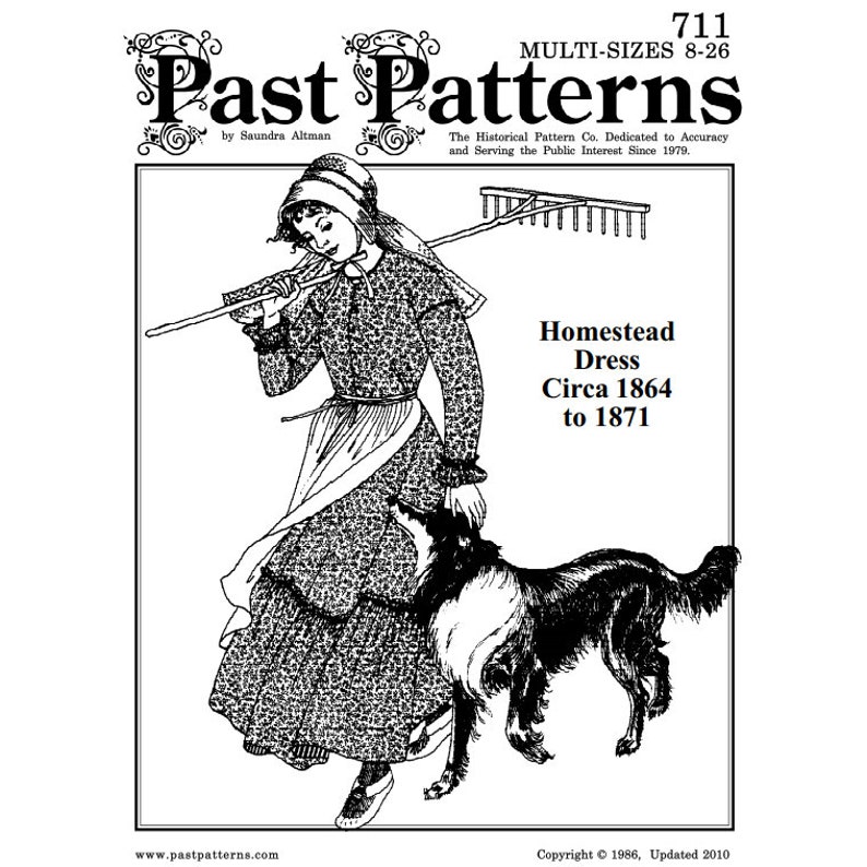 1860s Homestead Dress Sewing Pattern Multi sized 08 26 Past Patterns 