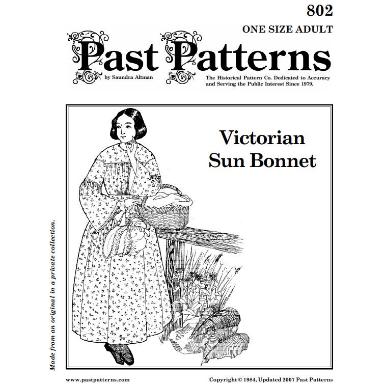 Past Patterns 0802 - Victorian Sunbonnet Sewing Pattern Past Patterns ...