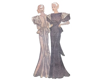 1930s Evening Gown Sewing Pattern: Floor Length, Bust 32 (du-Barry Reproduction) | Past Patterns 0807B
