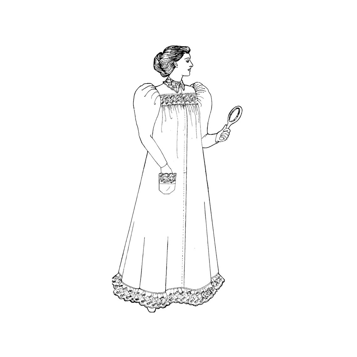 Past Patterns 0214 - 1890s Nightgown Sewing Pattern an Original Design ...