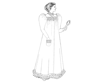 Past Patterns 0214 - 1890s Nightgown Sewing Pattern an original design bust 33-41 90s Gilded Age Mother Hubbard style