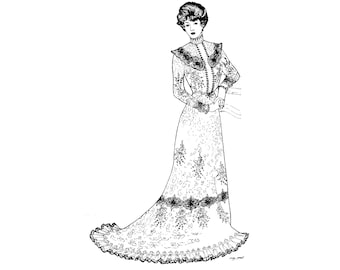 Past Patterns 0112 - Edwardian Reception Gown Sewing Pattern an original design sizes 10-16 bust 33-37 1900s 00s