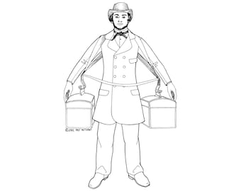Past Patterns 0009 - 1840s Mens Paletot Sewing Pattern Double Breasted Designed for Summer Wear Chest Sizes 34-54 40s 1850s 50s Jacket Coat