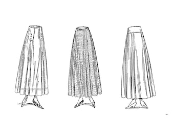 Past Patterns 9003 - Mid 1910s Six Gored Skirt Sewing Pattern Waist 28 w28 Hips 42 h42 Standard Fashion Pattern Co reproduction