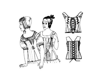 1800s Corded Stay Sewing Pattern: Historical Corset (Sizes 10-20) | Past Patterns 0001