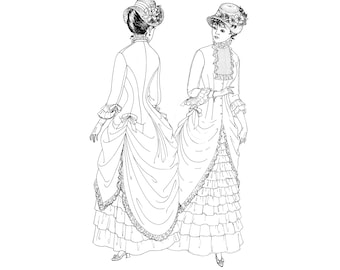 Past Patterns 0904 - 1880s Polonaise and Walking Skirt Sewing Pattern Multi-Sized 10-20 for bust sizes 32-42 80s Late 19th Century