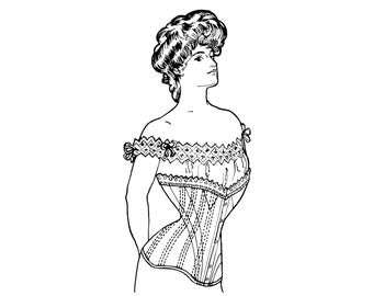 Past Patterns 0106 - Early 1900s Straight Fronted Corset Sewing Pattern original design bust 32-48 Edwardian Age 00s