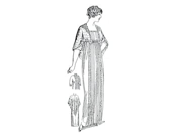 Past Patterns 8109 - Early 1910s Tea Gown Sewing Pattern bust 38 b38 May Manton reproduction with Two-Piece Skirt Edwardian Era 10s