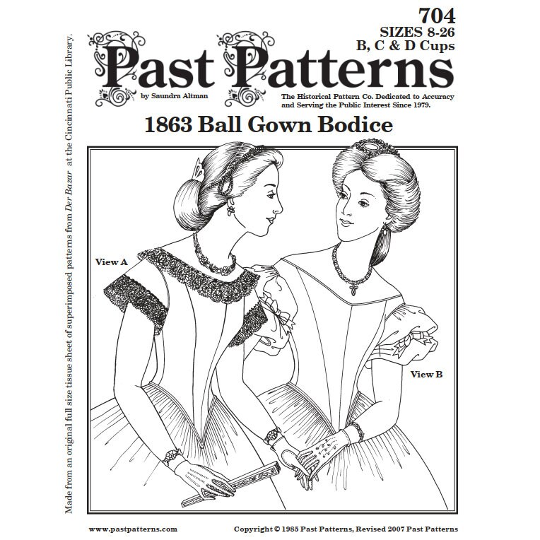 Past Patterns 0704 - 1860s Ball Gown Bodice Sewing Original Design ...