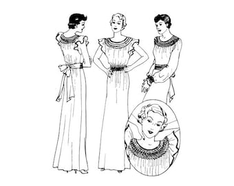 Past Patterns 0601 - 1930s Lounge Gown Sewing Pattern Past Patterns original bust 30-41 Smocked Nightgown
