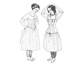 Past Patterns 0002 - Early 1800s Ladies Gored Shift Sewing Pattern original design bust sizes 32-48 Worn 1800s-1860s Underwear Lingerie