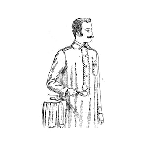 Past Patterns 0637 - Edwardian Herren Nachthemd Schnittmuster mit Passe Anfang 1900er Jahre 00s LARGE Sizing