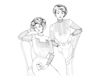 Past Patterns 0405 - Early 1910s Tucked Waist Sewing Pattern original design 2 Variations Sizes 10-18 Bust 33-40 Edwardian Age Clothing