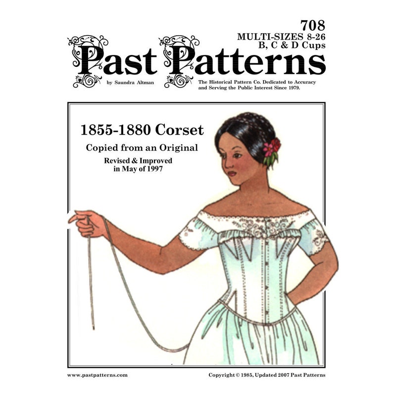 Past Patterns 0708 1850s Corset Sewing Pattern Past Patterns Original 