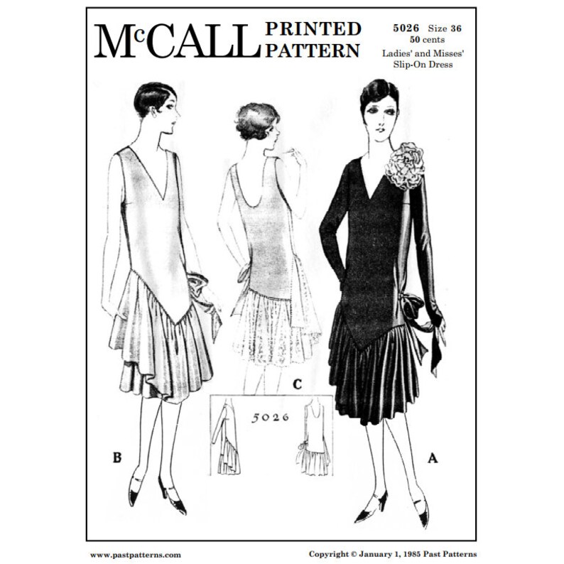 Past Patterns 5026 - Late 1920s Slip-on Dress With Dipped Sewing ...