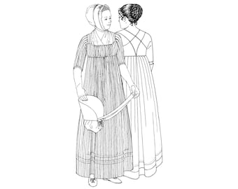 Past Patterns 0031 - 1790s Gown Sewing Pattern Past Patterns original Front Closing Sized 08-14 16-20 22-26 bust 32-48 90s 1800s 00s