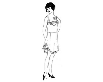 Patrón de costura para ropa interior combinada de los años 20: Enagua camisola estilo flapper (busto 33-38) / Patrones anteriores 0501