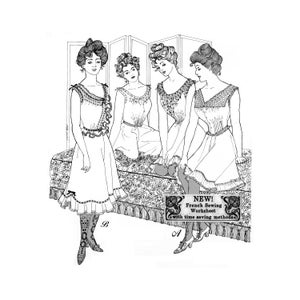 Poprzednie wzory 0117 - Edwardiańskie francuskie szuflady Wzór do szycia popiersie 33-41 Poprzednie wzory oryginał 1900s 00s