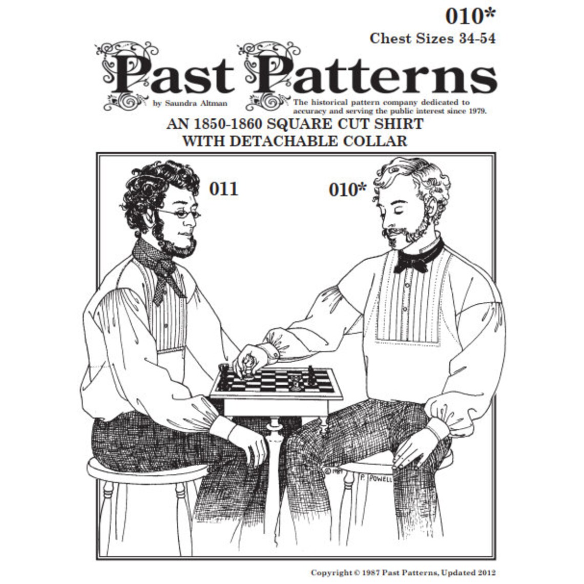 Past Patterns 0010 - 1850s Square Cut Gentleman's Shirt Sewing Pattern ...