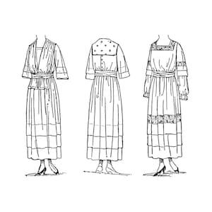 Past Patterns 9115 - Reproductions vintage des années 10, début du XXe siècle, fin des années 1910, robe pour dames, buste 36 b36 New Idea Pattern Co