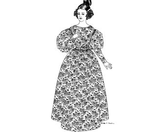 Past Patterns 0003 - 1830s Full High Gown Sewing Pattern original design bust sizes 32-48 30s 1840s 40s