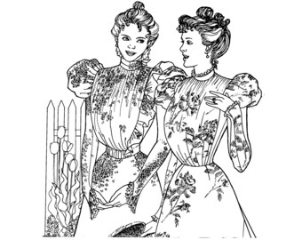 1890s Bodice Sewing Pattern: Side Closing, Gigot Sleeve (Sizes 32-41) | Past Patterns 0207