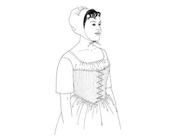 1790s Transition Stay Sewing Pattern: Late 18th Century Corset (Sizes 32-48) | Past Patterns 0030