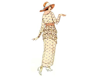 1910s Dress Sewing Pattern: Two-Piece Skirt, Edwardian McCall Reproduction (Bust 34) | Past Patterns 8159