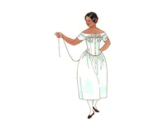 Past Patterns 0708 - 1850s Corset Sewing Pattern Past Patterns original Multi-sized 08-26 bust sizes 25-49 50s 1860s 60s