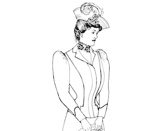 1900s Edwardian Spectator Jacket Sewing Pattern: Princess Cut | Past Patterns 0113