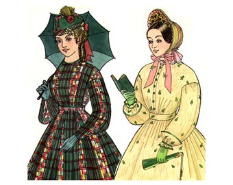 1850s Pleated Bodice Sewing Pattern: Multi-Sized 08-26 | Past Patterns 0701