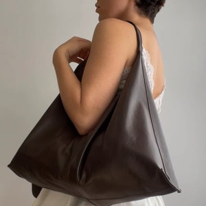 Leder Slouchy Bag Pattern DIY Große Tasche Anleitung Abnehmbarer Lederbeutel Muster Leder Geschenk für Freundin DIY Geschenk für Mütter