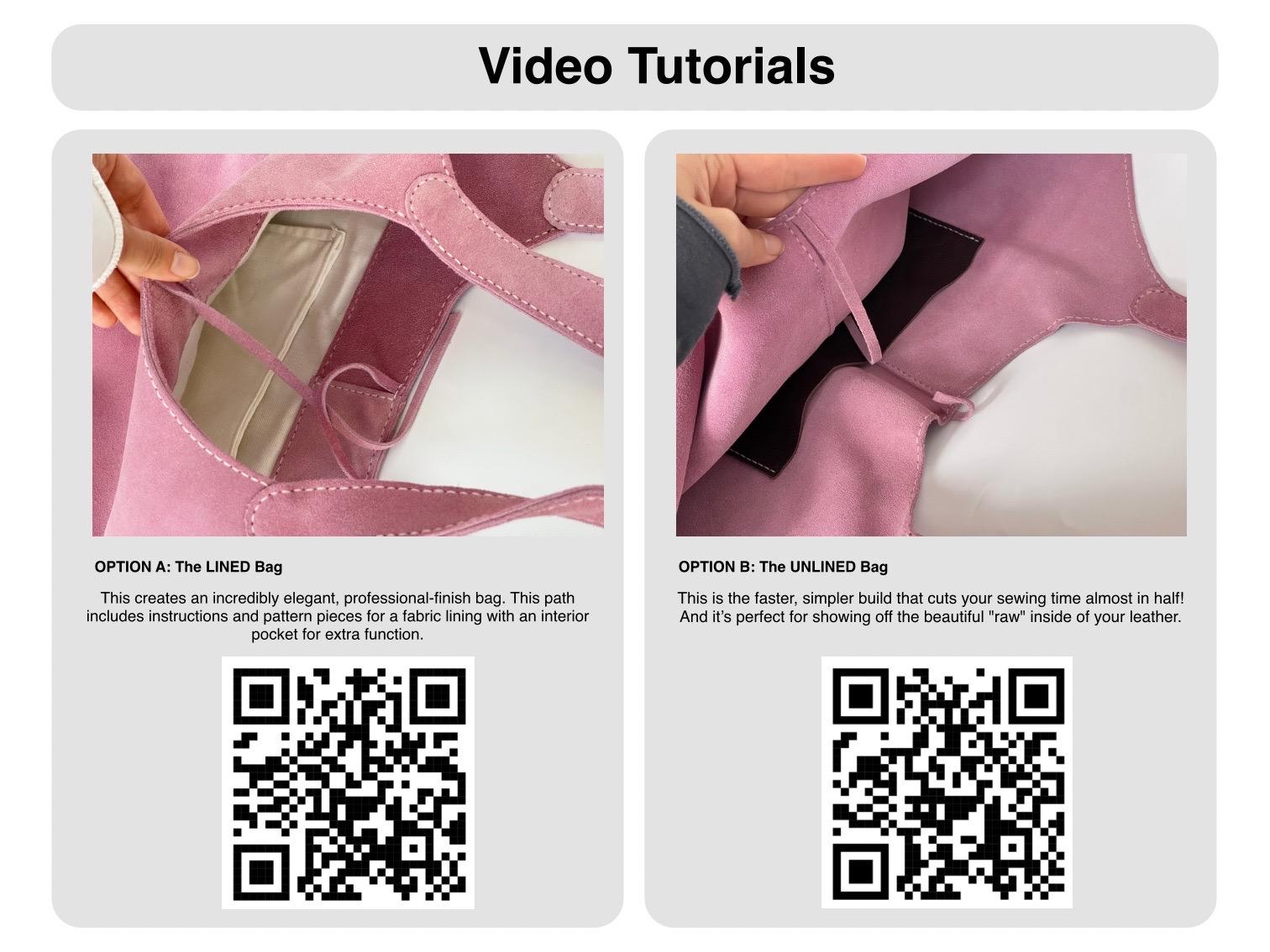 Leather Tote Bag Sewing Pattern PDF: DIY Slouchy Hobo Template (video ...