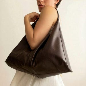 Leather Slouchy Bag Pattern: DIY Everyday Big Tote Bag with Pouch (PDF Instructions)