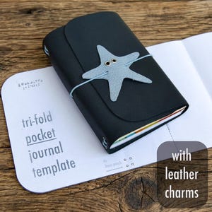 Pocket Tri-fold Leather Journal Cover Template (PDF)  |  Leather Charm Patterns Included