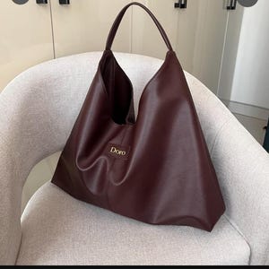 Leather Slouchy Bag Pattern: DIY Everyday Big Tote Bag with Pouch (PDF Instructions) image 11