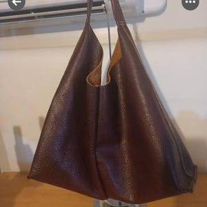 Leather Slouchy Bag Pattern: DIY Everyday Big Tote Bag with Pouch (PDF Instructions) image 10