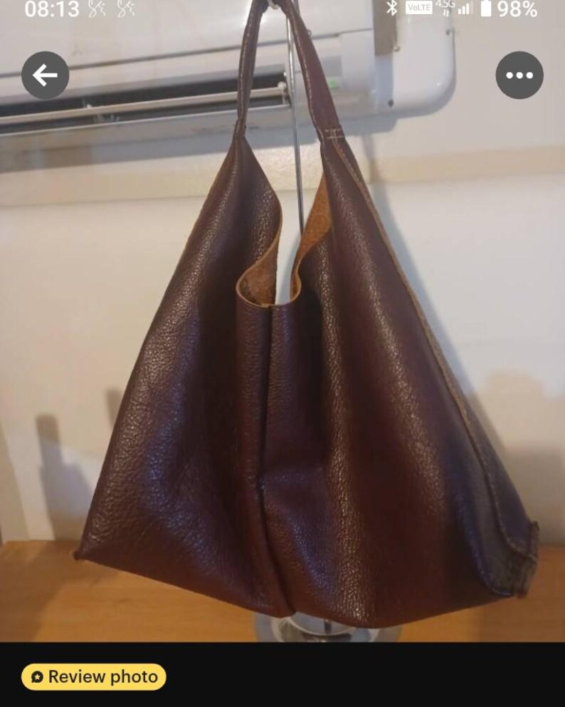 Leather Slouchy Bag Pattern: DIY Everyday Big Tote Bag with Pouch (PDF Instructions) image 10