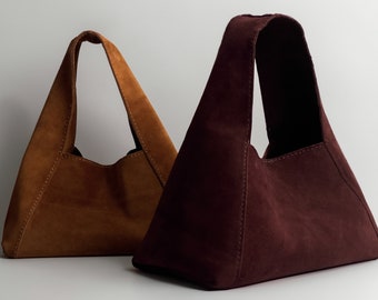 Handtasche aus Wildleder – Mini-Tragetasche – schlichtes Design, echtes Wildleder, mit Futteroptionen und allen Farben