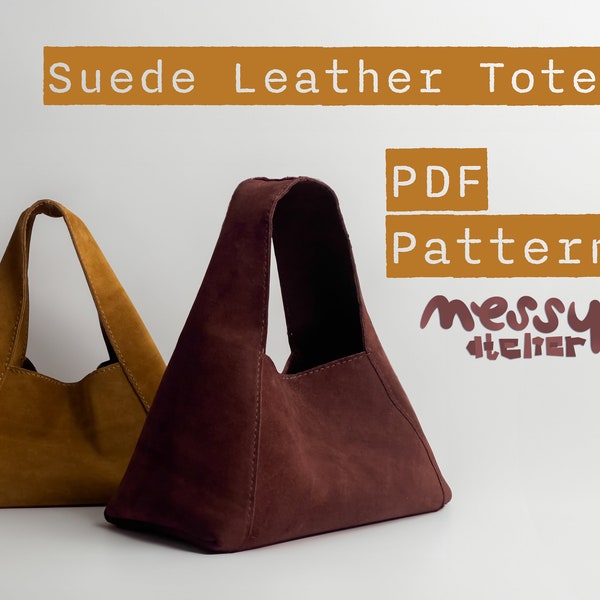 Suede Leather Handbag - mini Tote - PDF PATTERN + instructions - For Women - brunch bag - DIY Cool Handbag - Beginner Leather Craft Project