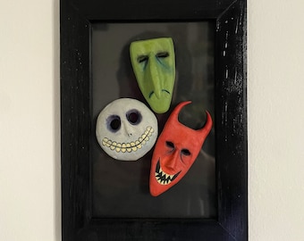 Cuadro Figuras Máscaras de los niños Lock Shock y Barrel de Pesadilla Antes de Navidad de Tim Burton
