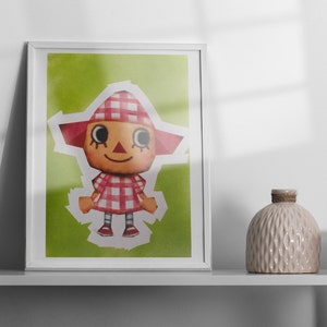 Ilustración lámina print Animal Crossing Wild World aldeana femenina game cube low poly imagen 3