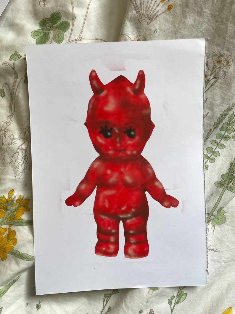 Lámina A4 ilustración kewpie diablito