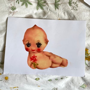 Lámina A4 ilustración kewpie florecita